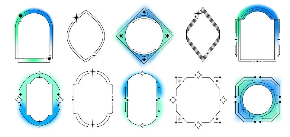 Decorative border frames with blur and aura effect Stockillustratie