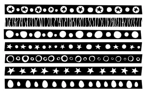 Decorative border patterns collection in black over white Stock Illustration