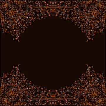 A decorative border on a textured brown and black background Illustrazione stock