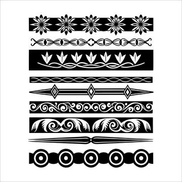 Decorative Border Vector Set – Ornamental Black Stock Illustration