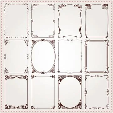 Decorative borders and frames art nouveau style vector 스톡 일러스트