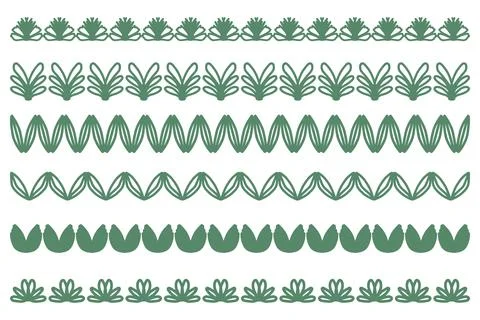 Decorative botanical border design set Stock Illustration