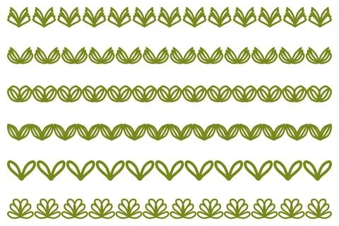Decorative botanical border design set Stock Illustration