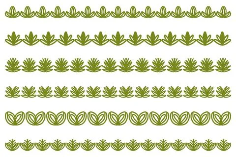Decorative botanical border design set Stock Illustration