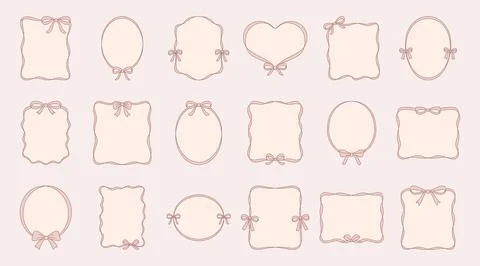 Decorative Bow Frame Set, Vector Illustration. Feminine Frame Collection wi.. Stock-Illustration
