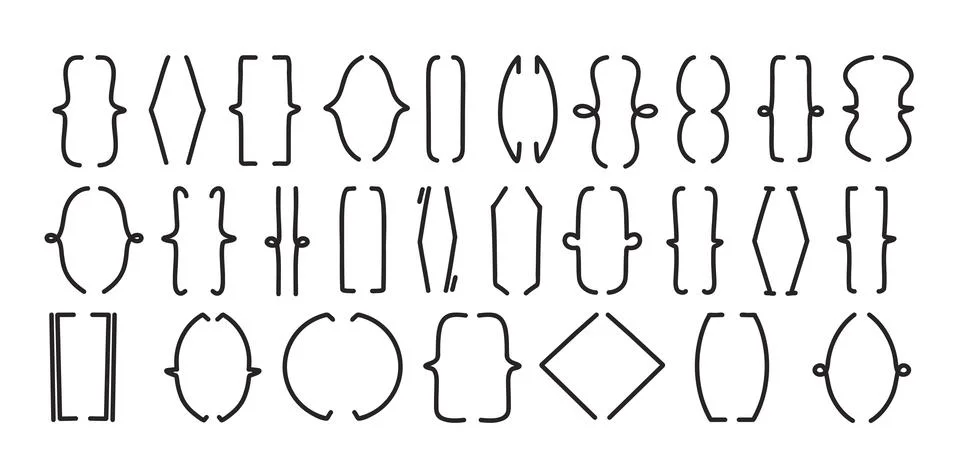 Decorative Brackets and Parentheses Set. Minimalist Text Calligraphy Border.. Stock-Illustration