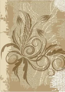 Decorative branch on aged background. Stock Illustration