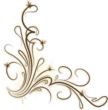 Decorative branch on grunge background Stock Illustration