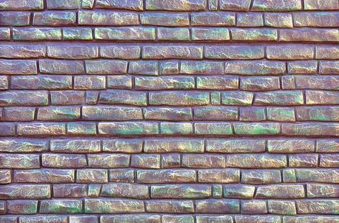 Decorative brick wall made of bricks of different sizes in lilac color. Stock Photos