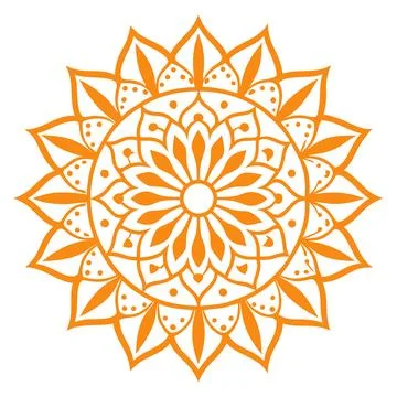 Decorative brown mandala border design with radial seem and white background Stock Illustration