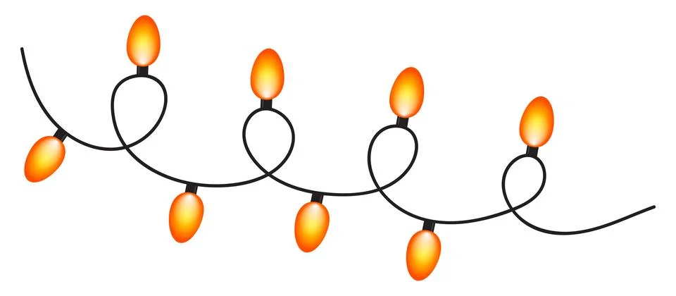 Decorative Bulb String with Warm Glow and Wavy Wire Festive Arrangement 스톡 일러스트