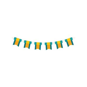 Decorative bunting flags hanging on white background Stock Illustration