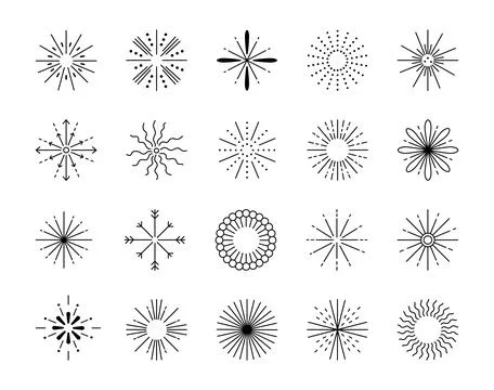 Decorative burst set elements Illustrazione stock