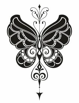 Decorative butterfly with arrows Stock Illustration