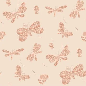 Decorative butterfly flock seamless pattern Illustrazione stock