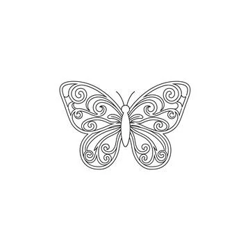 Decorative butterfly outline vector for elegant nature inspired design Stock Illustration