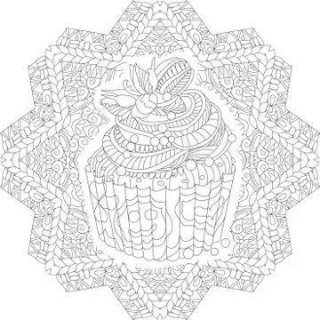 Decorative cake pattern on a patterned round substrate Stock Illustration