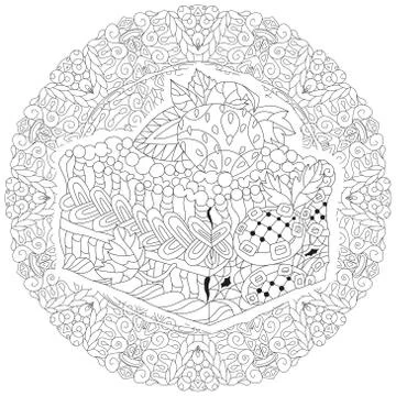 Decorative cake pattern on a patterned round substrate Stock Illustration