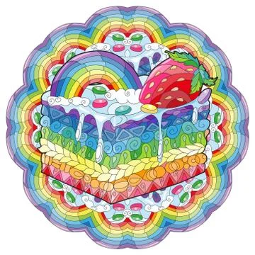 Decorative cake pattern on a patterned round substrate Иллюстрация
