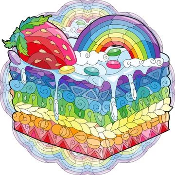 Decorative cake pattern on a patterned round substrate Stock Illustration