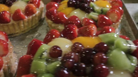Decorative cakes in a professional kitchen. Stock Footage 8680582