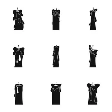 Decorative candle icon set, simple style 스톡 일러스트