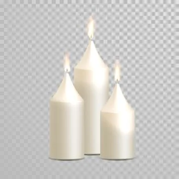 Decorative candle white vector isolated set Illustrazione stock