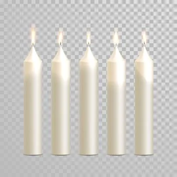 Decorative candle white vector isolated set Stock Illustration