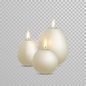 Decorative candle white vector isolated set Stock Illustration