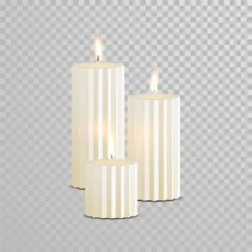 Decorative candle white vector isolated set Stock Illustration