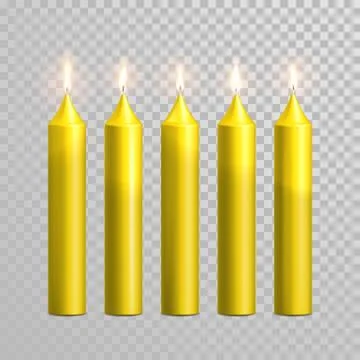 Decorative candle yellow vector isolated set Illustration