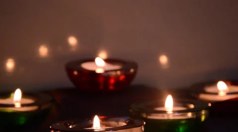Decorative candles in the night. Stock Footage 41462199