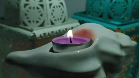 Decorative candlestick with a candle Stock-Footage 329888605