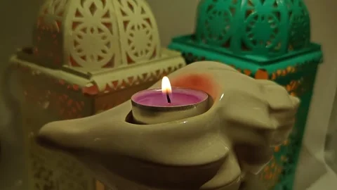 Decorative candlestick with a candle Stock-Footage 329888606