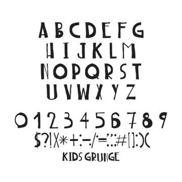 Decorative capital letters, handwritten, basic font composition Stock Illustration