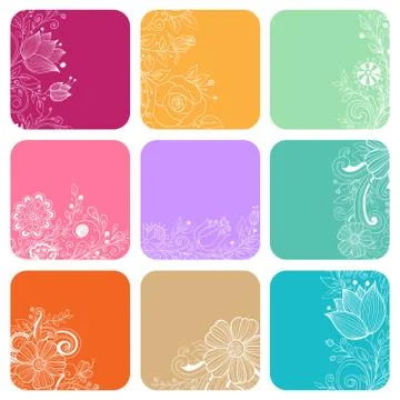 Decorative cards with flowers Stock Illustration