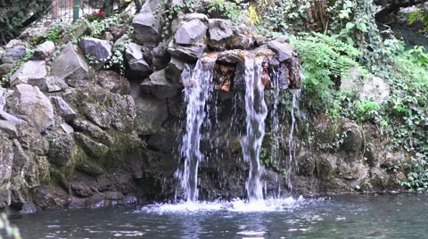 Decorative cascade in the park Stock Footage 42016409