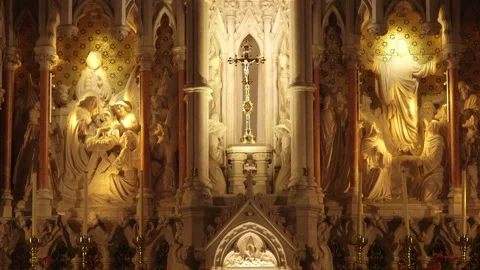 Decorative Cathedral Altar  Close up Stock Footage 236710244