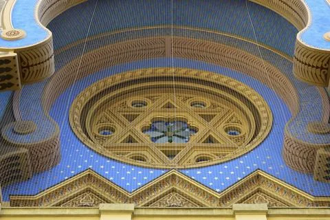 Decorative ceiling detail inside Jerusalem Synagogue in Prague Czech Republic 스톡 사진