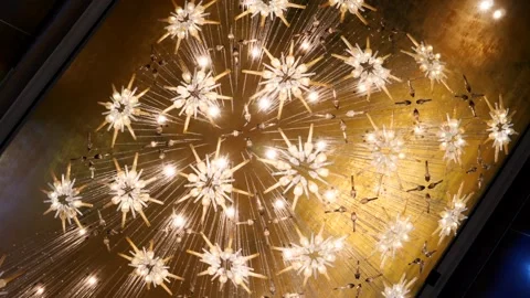 Decorative Ceiling Light Installation with Floral Pattern Stock Footage 324393374