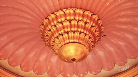 Decorative Ceiling Molding Design with Golden Finish in Temple Stock Footage 316892857