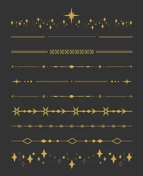 Decorative celestial dividers with space elements. For tarot, astrology Illustrazione stock