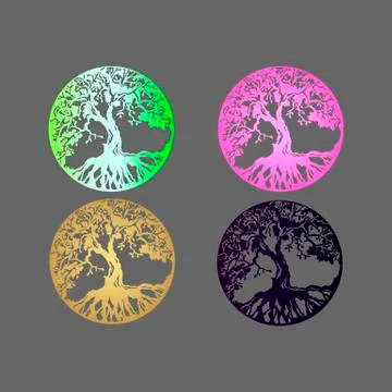 Decorative Celtic tree of life vector illustration on gray background collect Stock Illustration