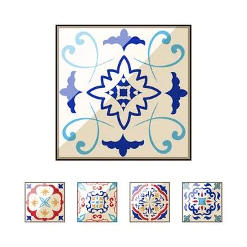 Decorative ceramic abstract pattern mosaic tile collection Illustrazione stock