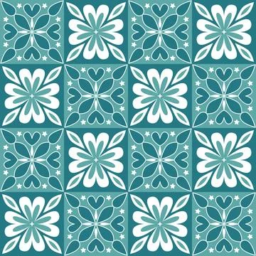 Decorative ceramic tile mosaic square shape, trendy green mint white pastel c Illustrazione stock