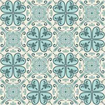 Decorative ceramic tile square shape, blue mint color and ornate arabic patte Ilustración de archivo