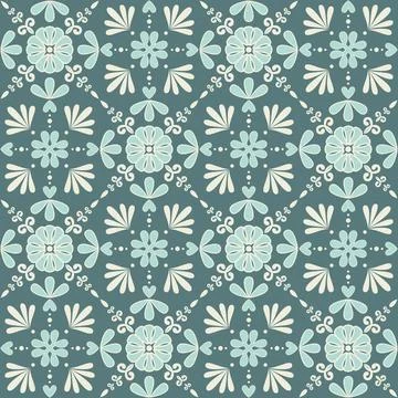 Decorative ceramic tile square shape, trendy blue mint color and ornate arabi Stock Illustration