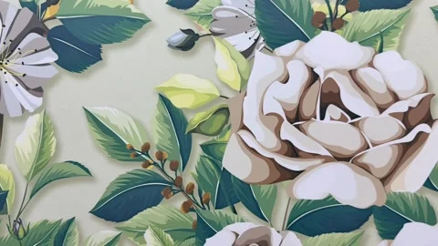 Decorative ceramic wall tile with matt finish and elegant pastel floral pattern. Stock Footage 331065208