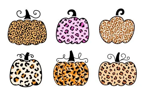 Decorative Cheetah Leopard Pumpkin Print Set Stockillustratie