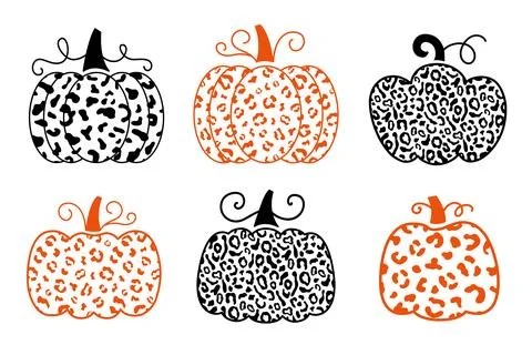 Decorative Cheetah Leopard Pumpkin Print Set Stockillustratie